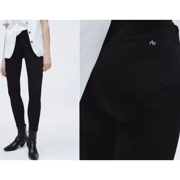 Rag & Bone Nina High Rise Ankle Skinny Black Jeans Hampton Wash Size 27 - Picture 1 of 15